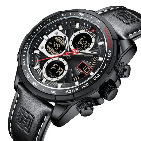 Чоловічий годинник Naviforce Fly Black 9544 з японським кварцовим механізмом Seiko — фото 1