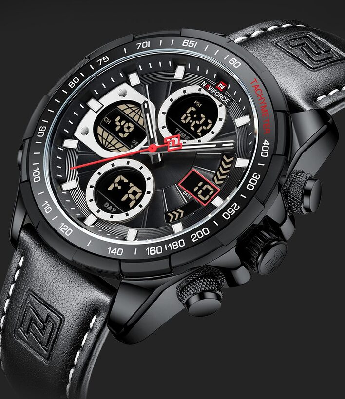 Чоловічий годинник Naviforce Fly Black 9544 з японським кварцовим механізмом Seiko — фото 4