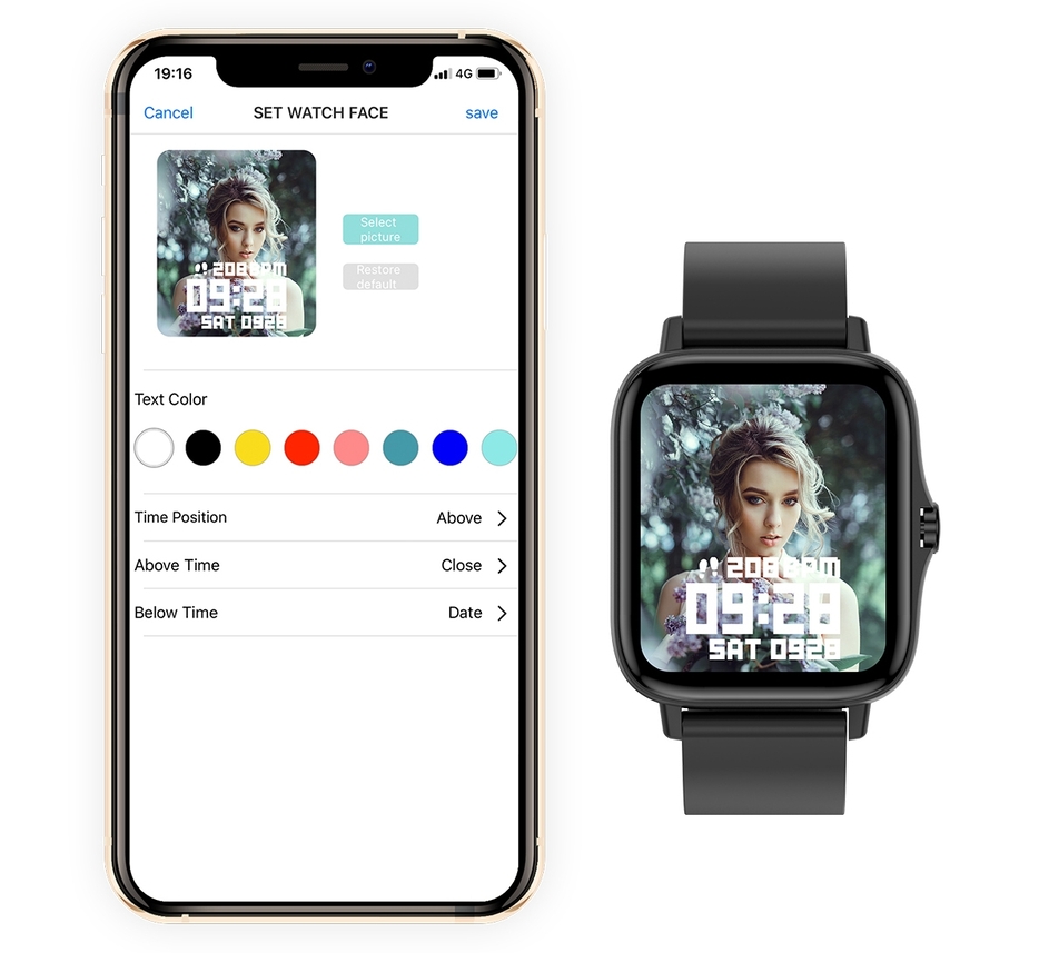 Смарт-годинник UWatch Smart Bavaro Black, чорний, OLED 1.44", Bluetooth 4.0 — фото 5