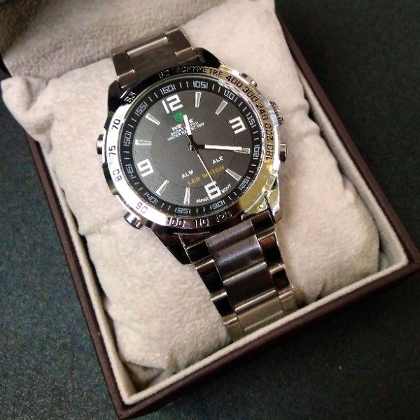 Чоловічий тактичний годинник Weide Standart Silver 1506 зі сталевим браслетом — фото 9