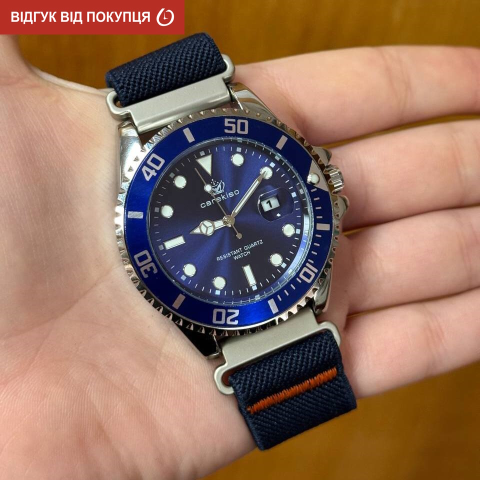 Чоловічий годинник Hemsut Zurich Carekiso Nylon Blue 2206, синій циферблат, 2 ремінці — фото 10