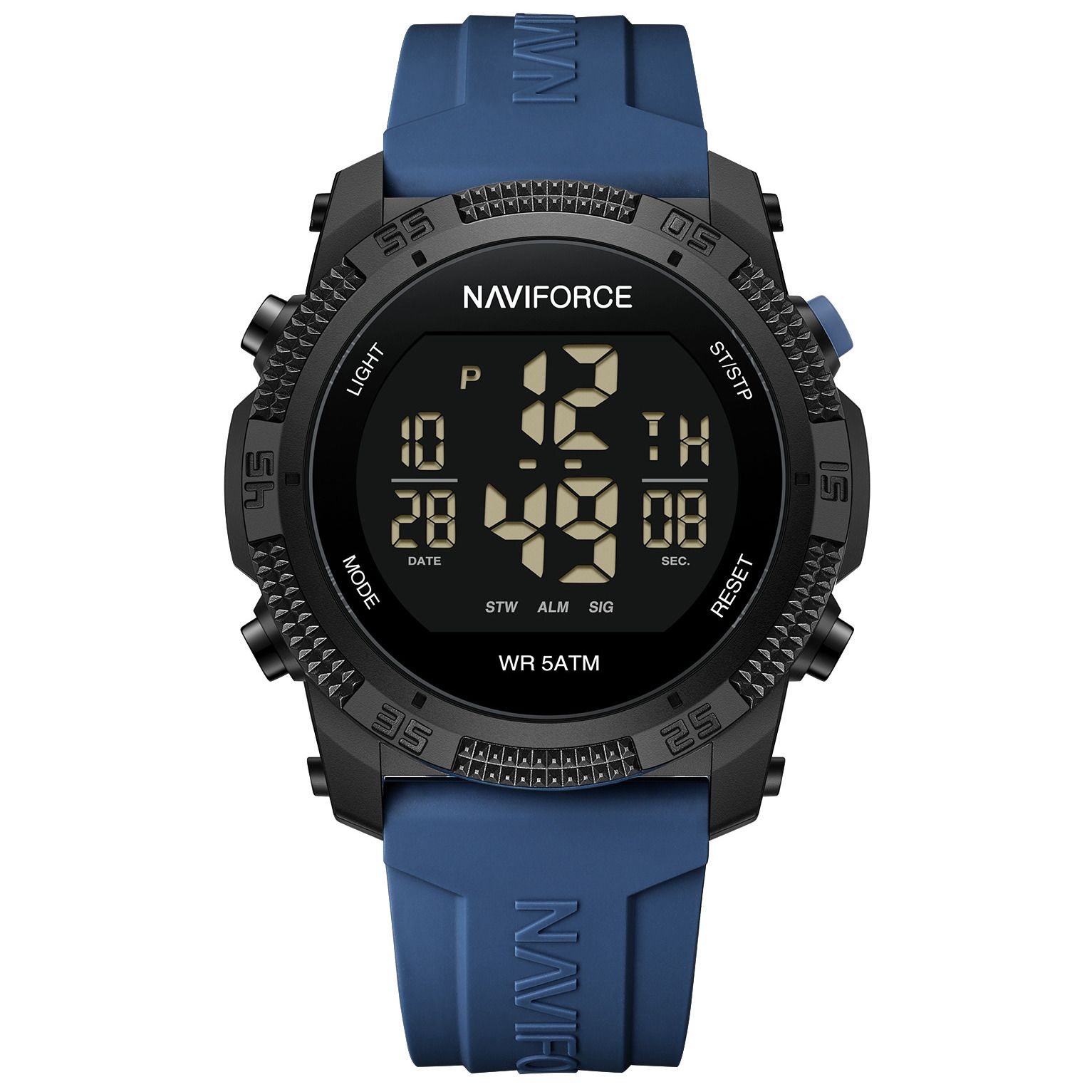 Чоловічий годинник Naviforce Europe Blue 2242, кварцовий, чорний корпус і синій ремінець — фото 2