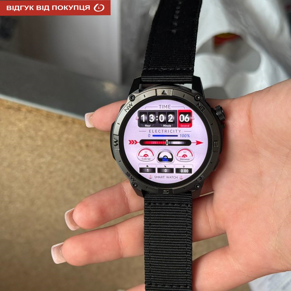 Смарт-годинник North Edge GPS Titan Black Spider з AMOLED, GPS і 2 ремінцями — фото 8
