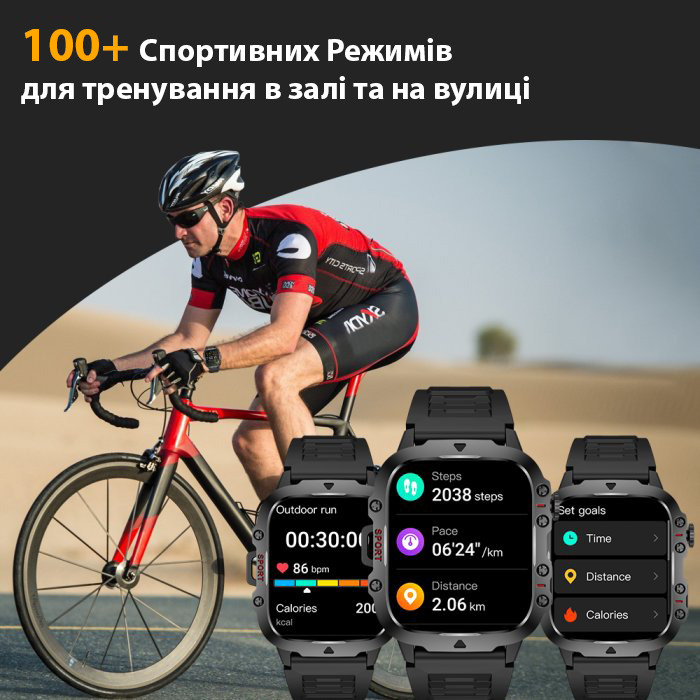 Смарт-годинник Lige Smart Expert Nano Rubber 1.96″, чорний, 2 ремінці — фото 5
