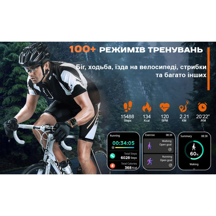 Смартгодинник UWatch Smart Racer K+ Steel з компасом, AMOLED 2 дюйми, чорний — фото 9