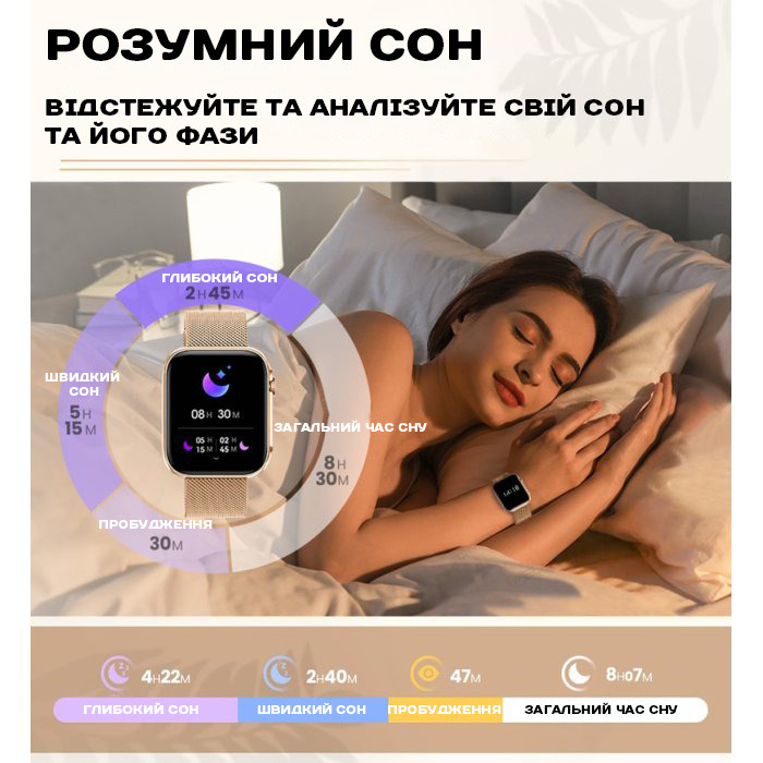 Смарт-годинник UWatch Smart Sensation Gold 1.91″ із двома ремінцями — фото 9