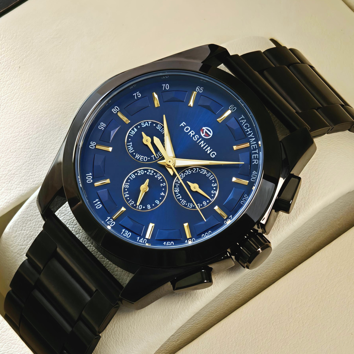 Чоловічий годинник Forsining Walker Limited Blue & Black 2355 з автозаводом і 2 ремінцями — фото 2