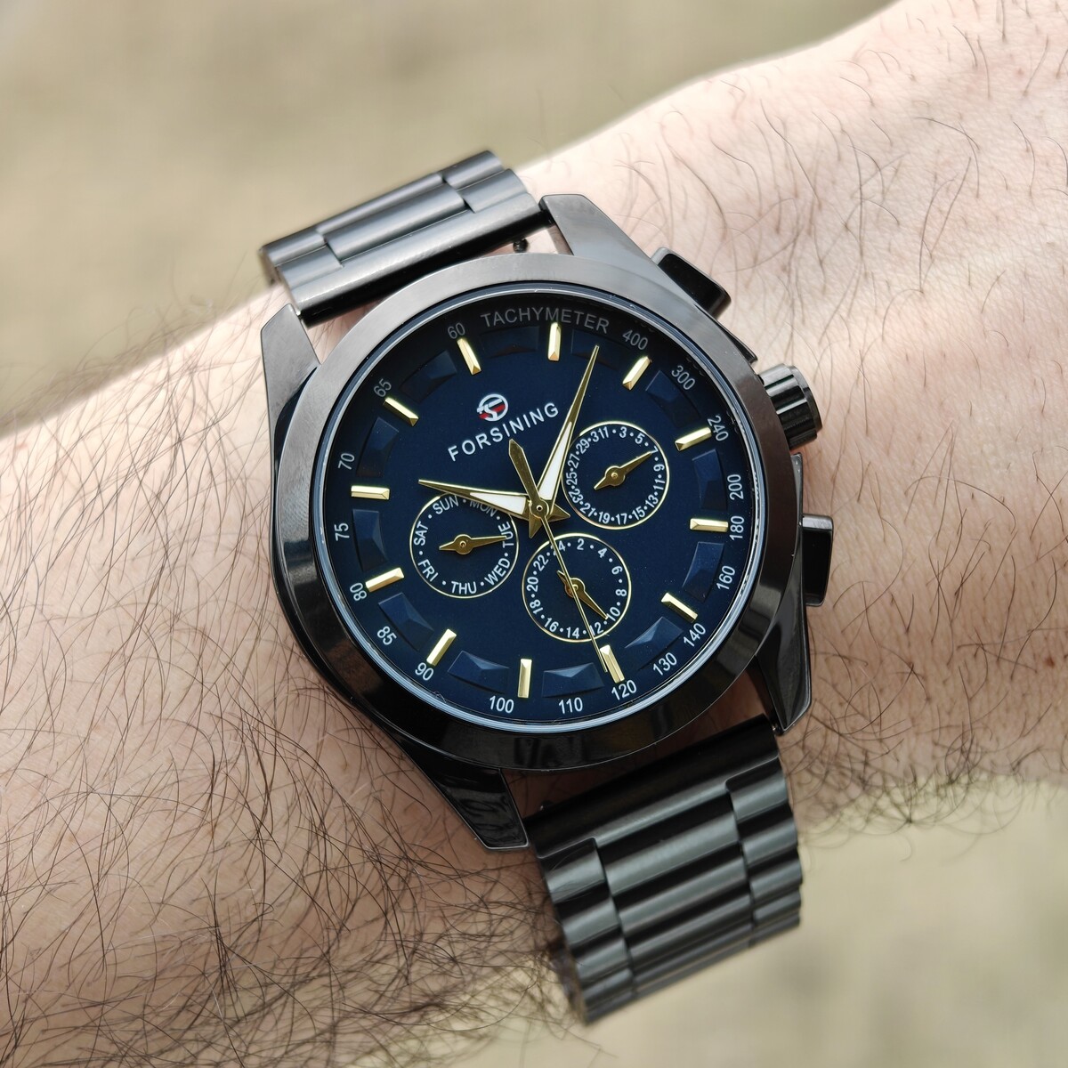 Чоловічий годинник Forsining Walker Limited Blue & Black 2355 з автозаводом і 2 ремінцями — фото 7