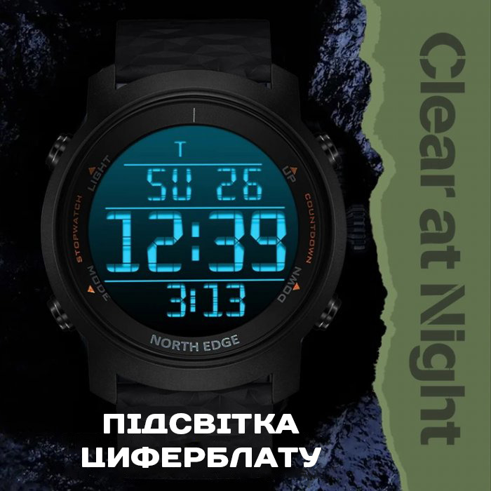 Чоловічий годинник North Edge Aero 9985, чорний, водостійкість 5 атм — фото 9