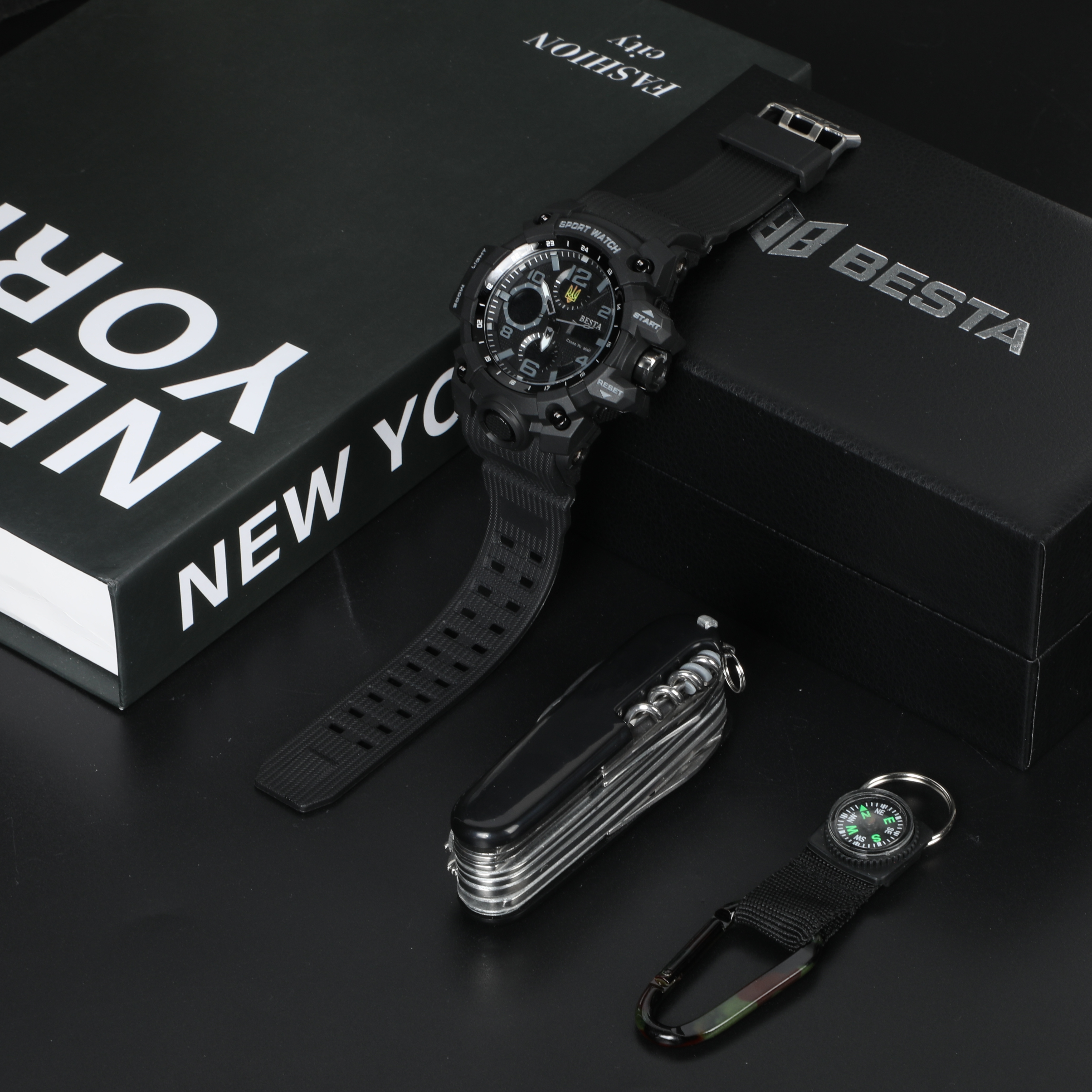 Подарунковий набір Besta Box Peremoga Set з тактичним годинником, ножем і компасом — фото 2
