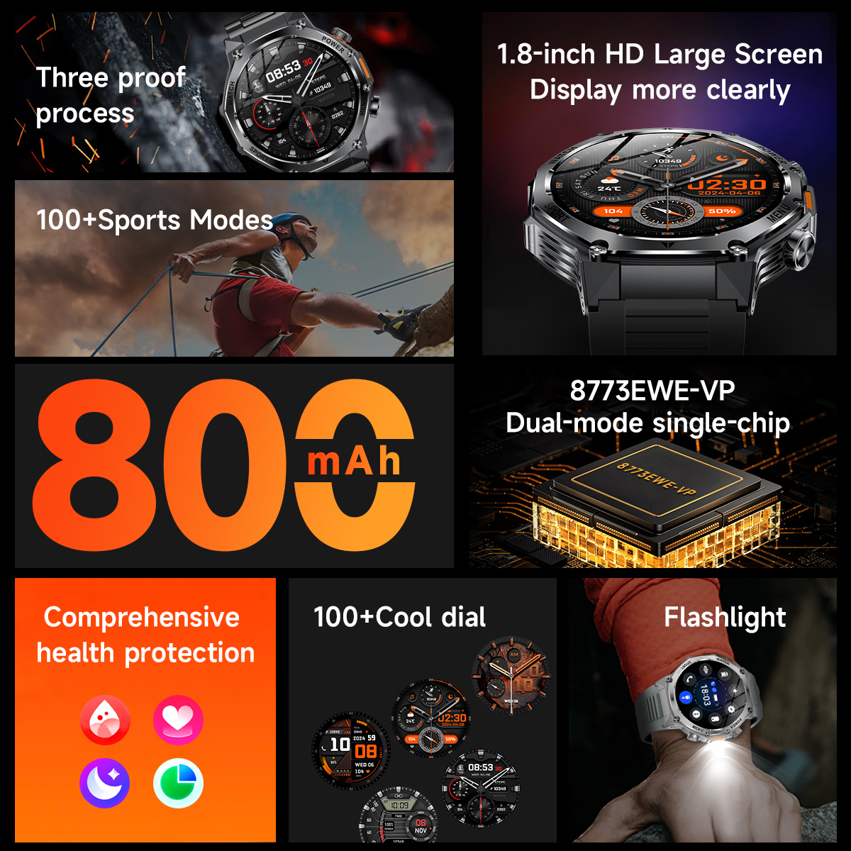Смарт-годинник UWatch Smart Surf X Pro Silver Grey 1.8 OLED, 2 ремінці — фото 6