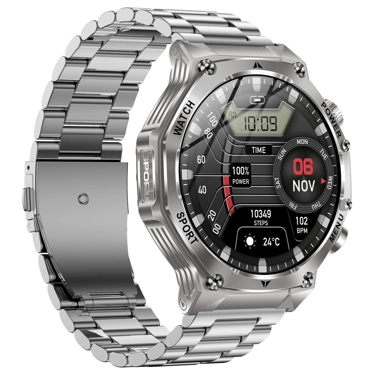Смартгодинник UWatch Smart Surf X Pro Silver Steel сріблястий, 1.8 OLED, 2 ремінці — фото 10