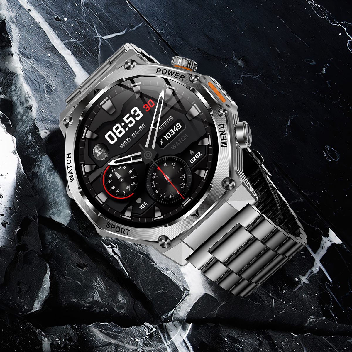 Смартгодинник UWatch Smart Surf X Pro Silver Steel сріблястий, 1.8 OLED, 2 ремінці — фото 4