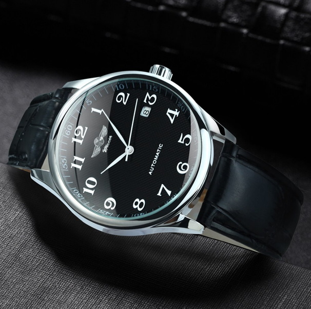 Чоловічий механічний годинник Winner Handsome Leather 1483 з автозаводом і 2 ремінцями — фото 6