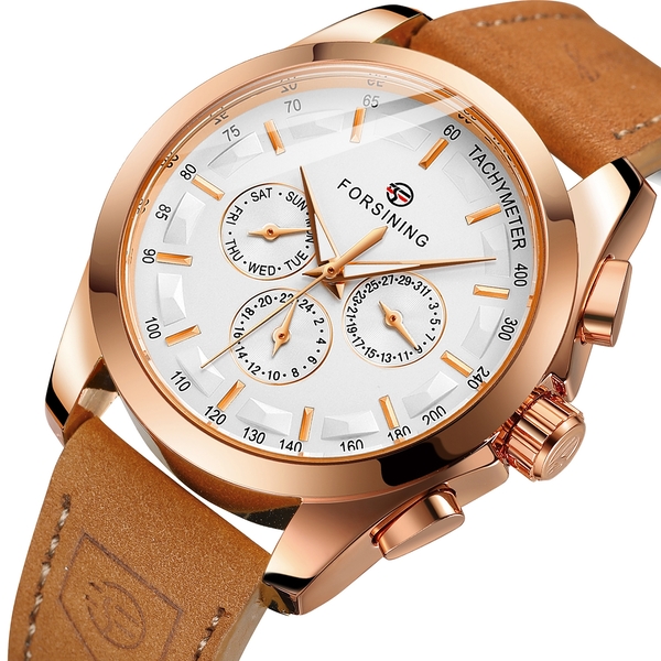 Чоловічий годинник Forsining Walker Limited 1027 з автопідзаводом, рожеве золото — фото 1
