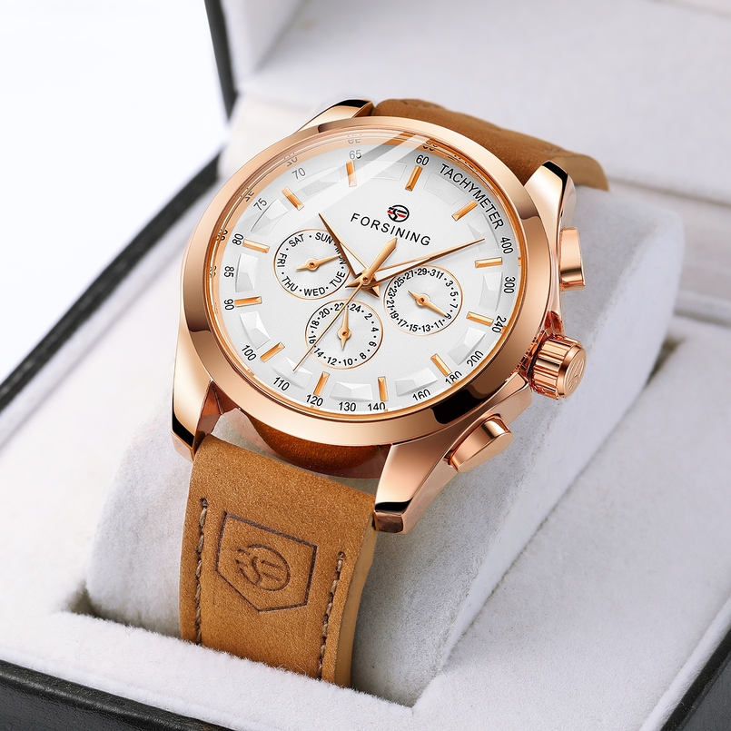 Чоловічий годинник Forsining Walker Limited 1027 з автопідзаводом, рожеве золото — фото 3