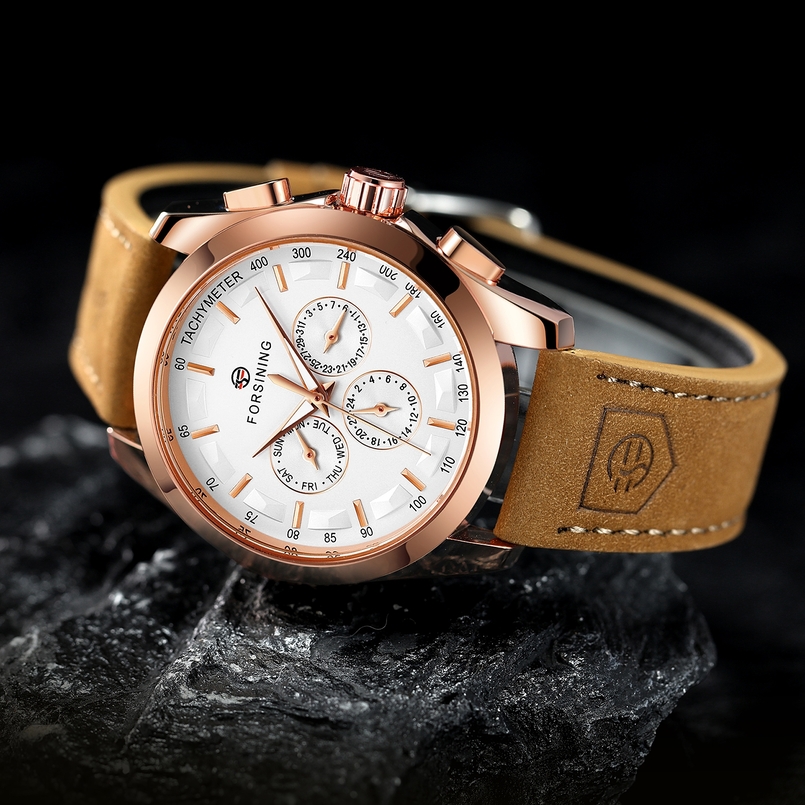 Чоловічий годинник Forsining Walker Limited 1027 з автопідзаводом, рожеве золото — фото 5