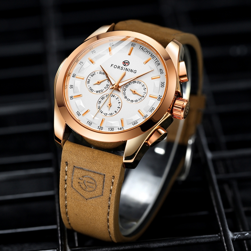 Чоловічий годинник Forsining Walker Limited 1027 з автопідзаводом, рожеве золото — фото 6