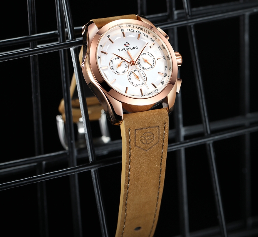 Чоловічий годинник Forsining Walker Limited 1027 з автопідзаводом, рожеве золото — фото 7