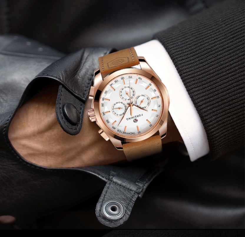 Чоловічий годинник Forsining Walker Limited 1027 з автопідзаводом, рожеве золото — фото 10