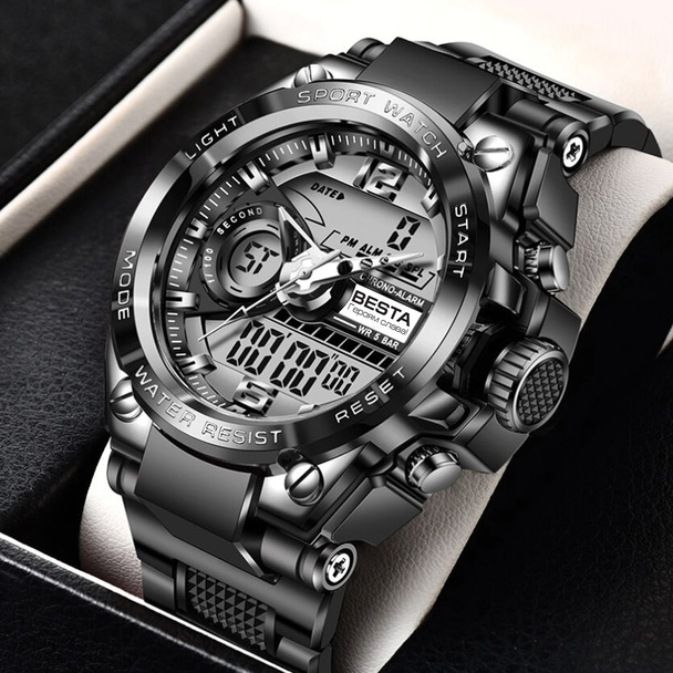 Чоловічий годинник Besta Sport 1430 тактичний кварцовий чорний — фото 1