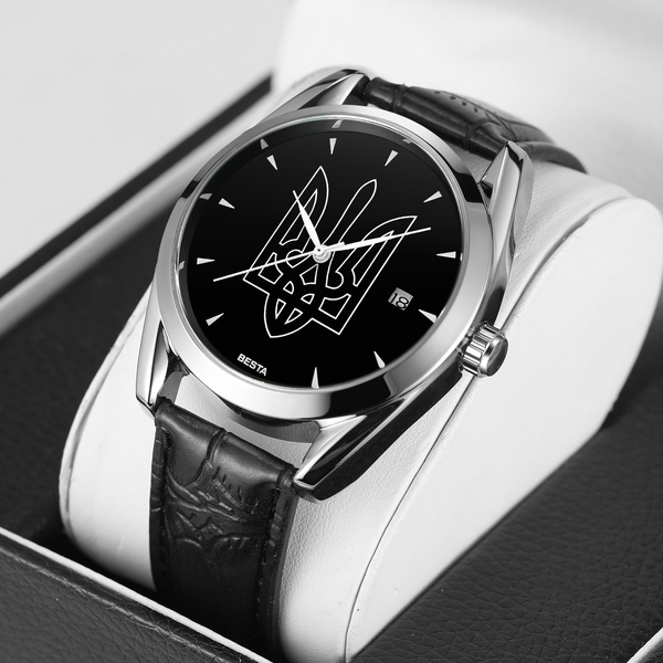 Чоловічий годинник Besta Tryzub Leather з автозаводом і шкіряним ремінцем — фото 5