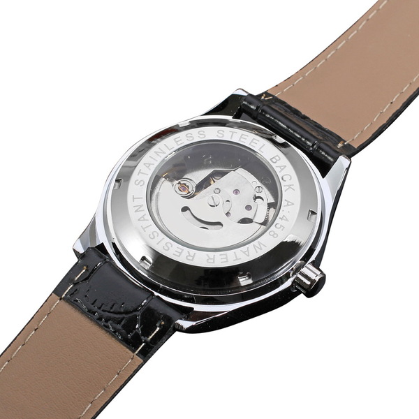 Чоловічий механічний годинник Winner Handsome Leather 1483 з автозаводом і 2 ремінцями — фото 10