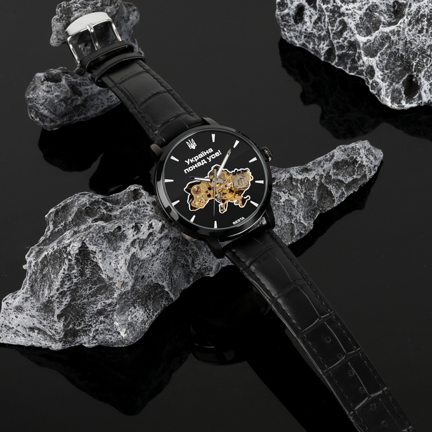 Чоловічий годинник Besta Skeleton UA Black з автозаводом, чорний — фото 6