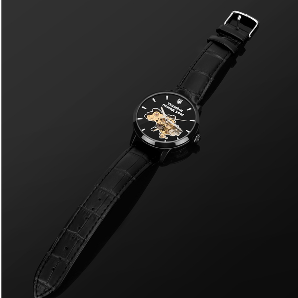 Чоловічий годинник Besta Skeleton UA Black з автозаводом, чорний — фото 10