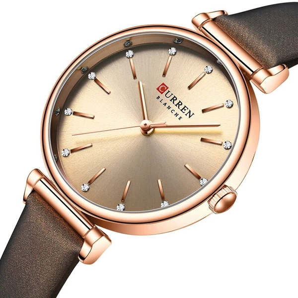 Жіночий годинник Curren Grass Brown 2419 із золотистим циферблатом — фото 1