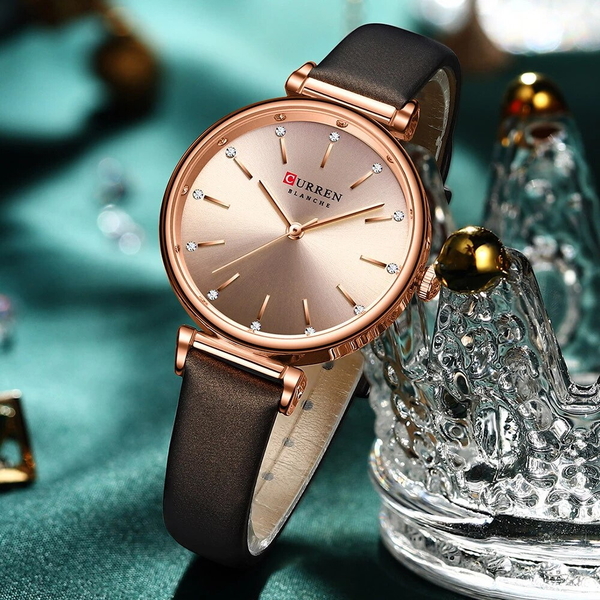 Жіночий годинник Curren Grass Brown 2419 із золотистим циферблатом — фото 2