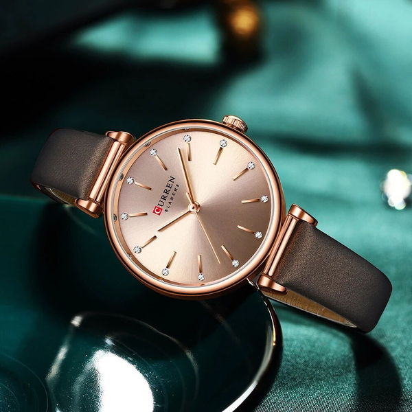 Жіночий годинник Curren Grass Brown 2419 із золотистим циферблатом — фото 4