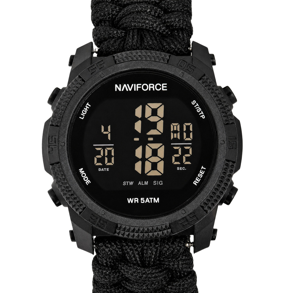 Чоловічий годинник Naviforce Europe Black Paracord 2430 з 2 ремінцями — фото 1