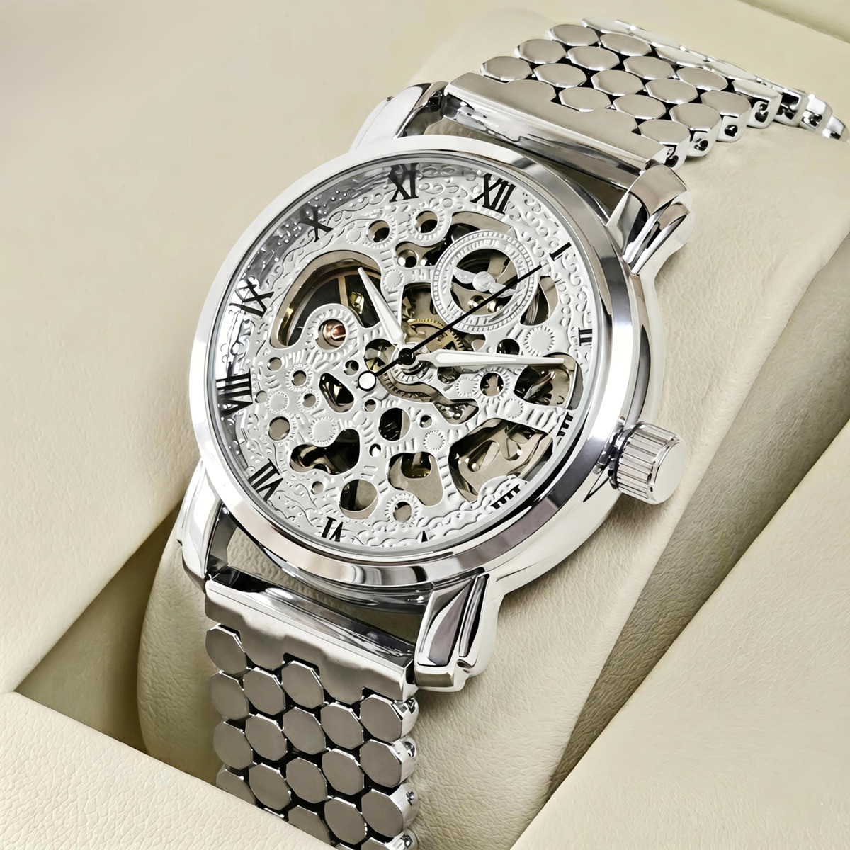Чоловічий механічний годинник Winner Silver Grain 2432 з двома ремінцями — фото 2