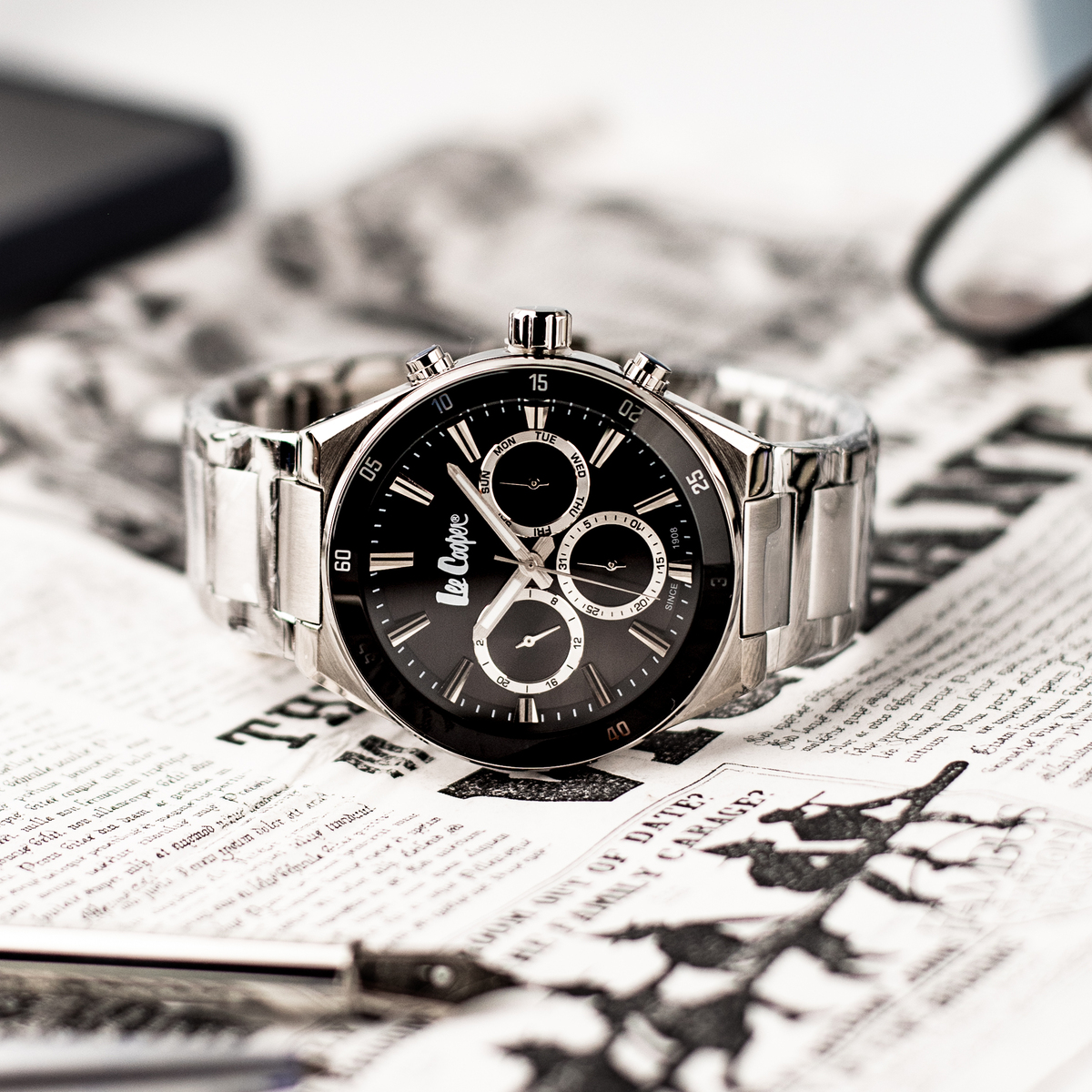 Чоловічий годинник Lee Cooper Hit Silver 1977 зі сталевим браслетом, 43 мм — фото 4