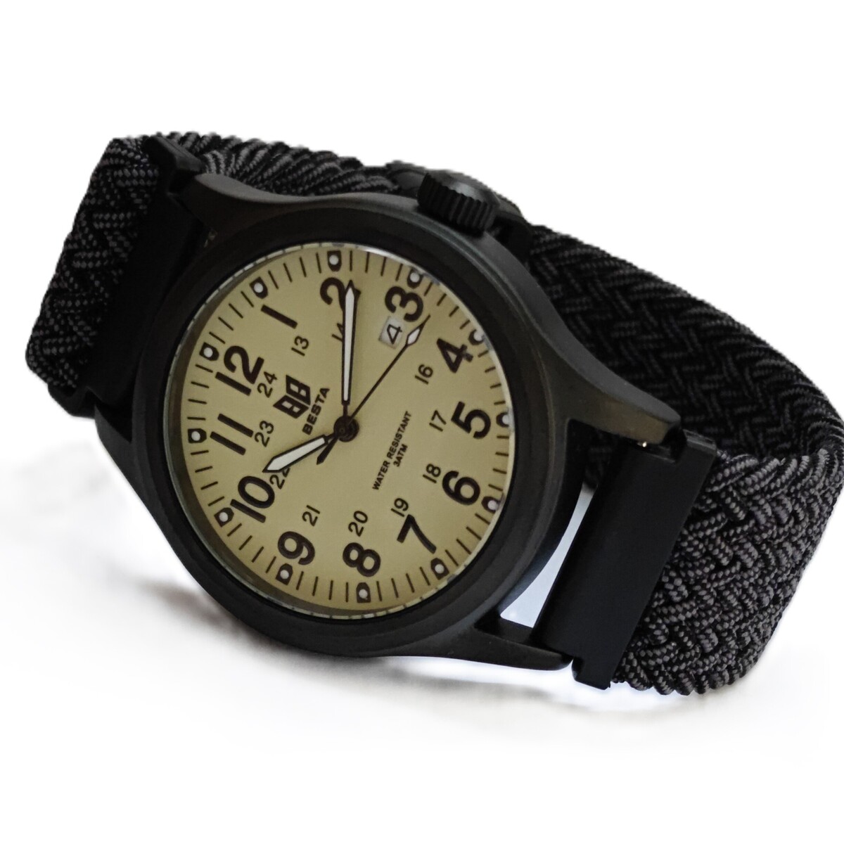 Чоловічий годинник Besta Command Green Nylon 2157 з двома ремінцями — фото 2
