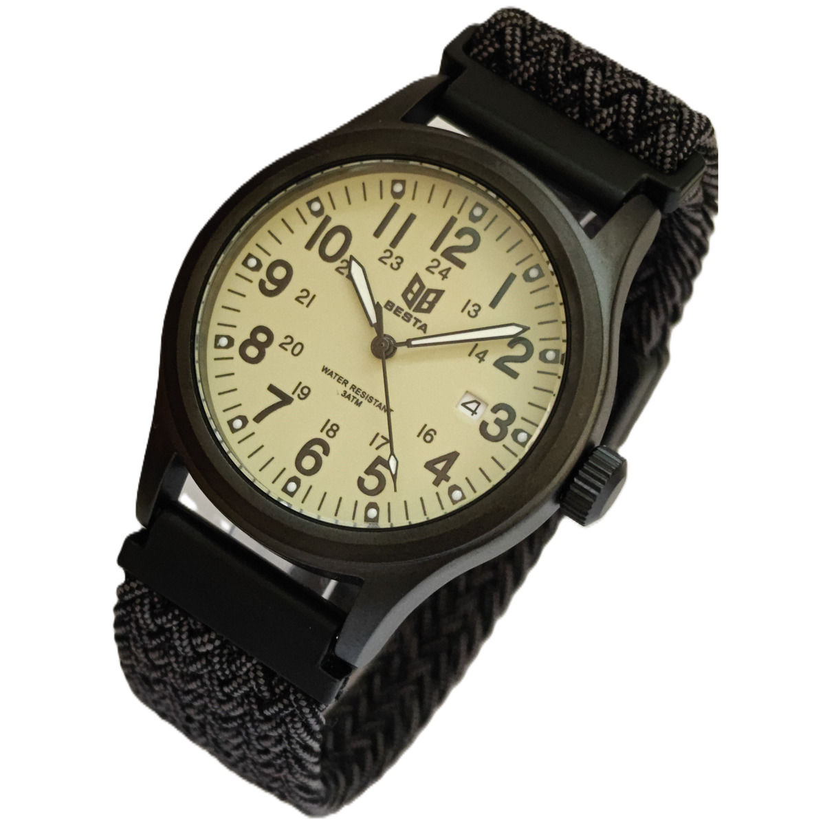 Чоловічий годинник Besta Command Green Nylon 2157 з двома ремінцями — фото 7