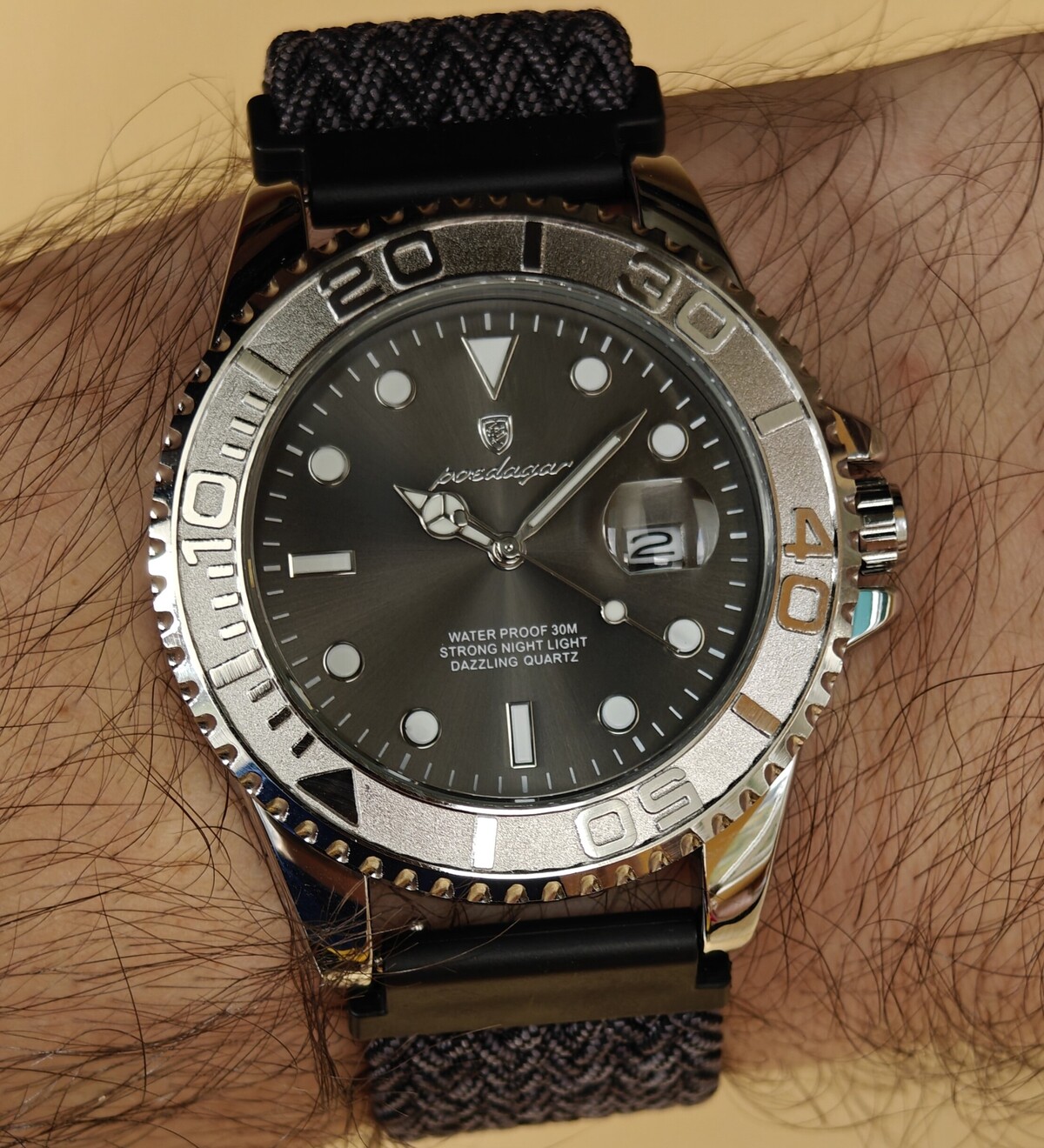 Чоловічий годинник Poedagar Pilot Nylon 2153 з кварцовим механізмом і 2 ремінцями — фото 7