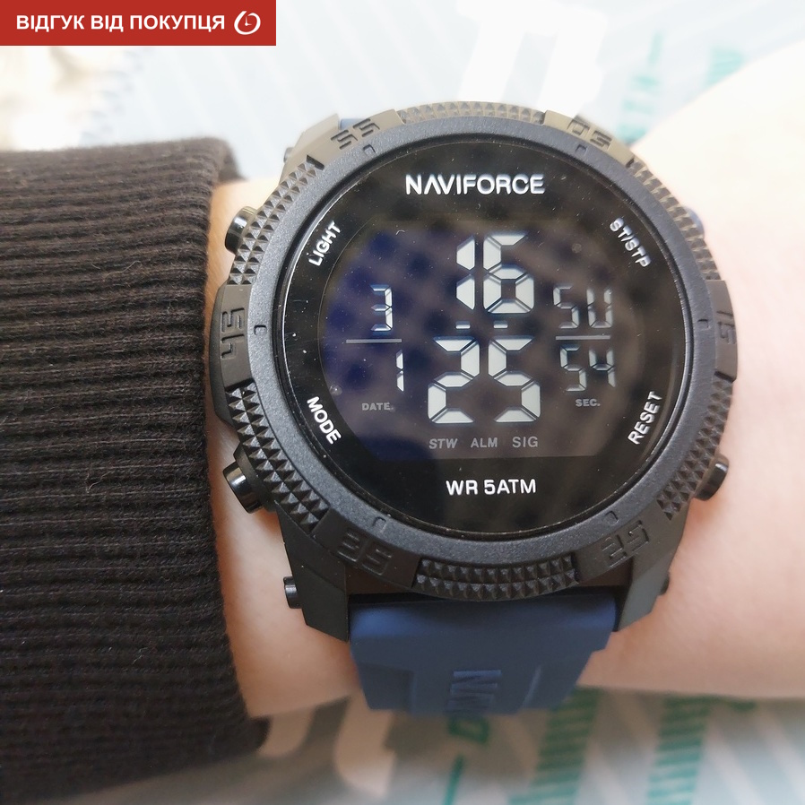 Чоловічий годинник Naviforce Europe Blue 2242, кварцовий, чорний корпус і синій ремінець — фото 8