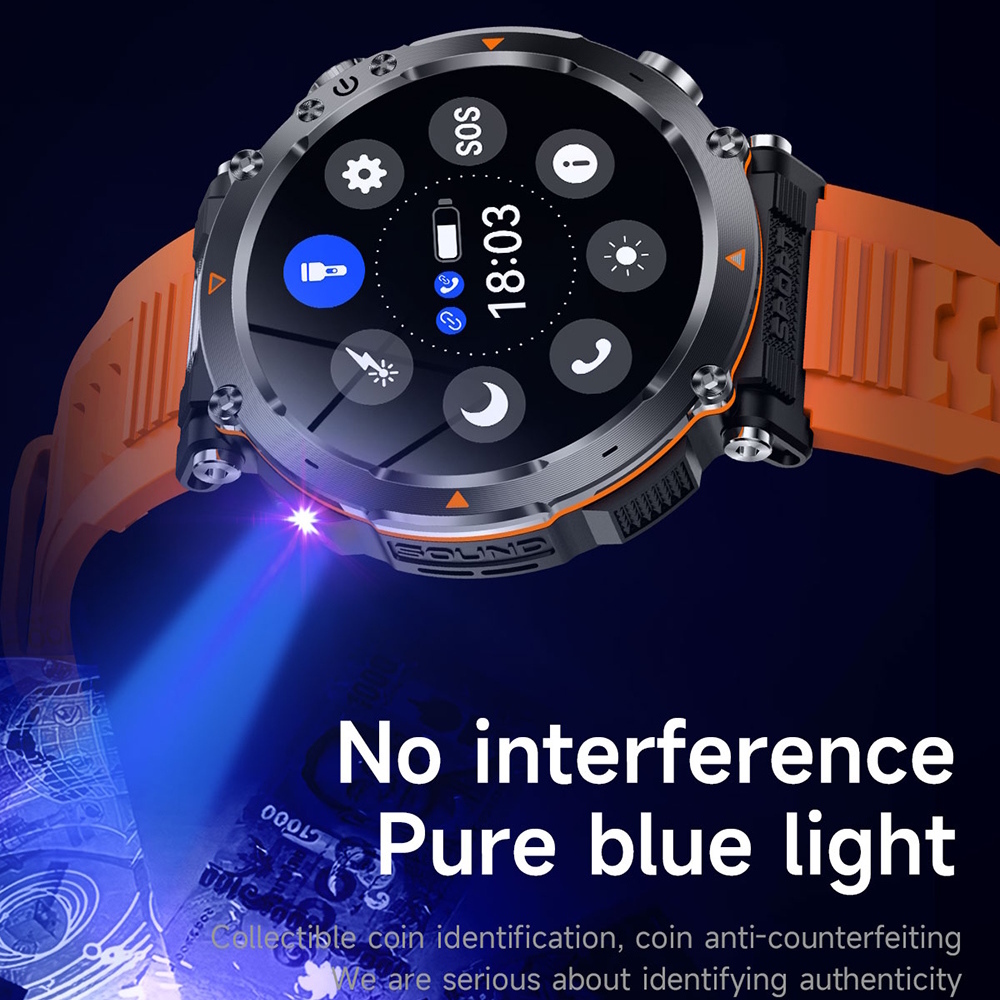 Смарт-годинник UWatch Smart Avation Pro Orange з 2 ремінцями, ліхтариками та Bluetooth 5.0 — фото 5