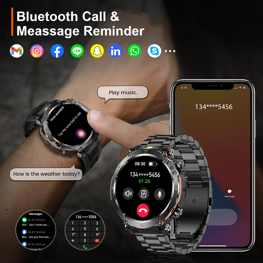 Смарт-годинник UWatch Smart Avation Pro Orange з 2 ремінцями, ліхтариками та Bluetooth 5.0 — фото 6