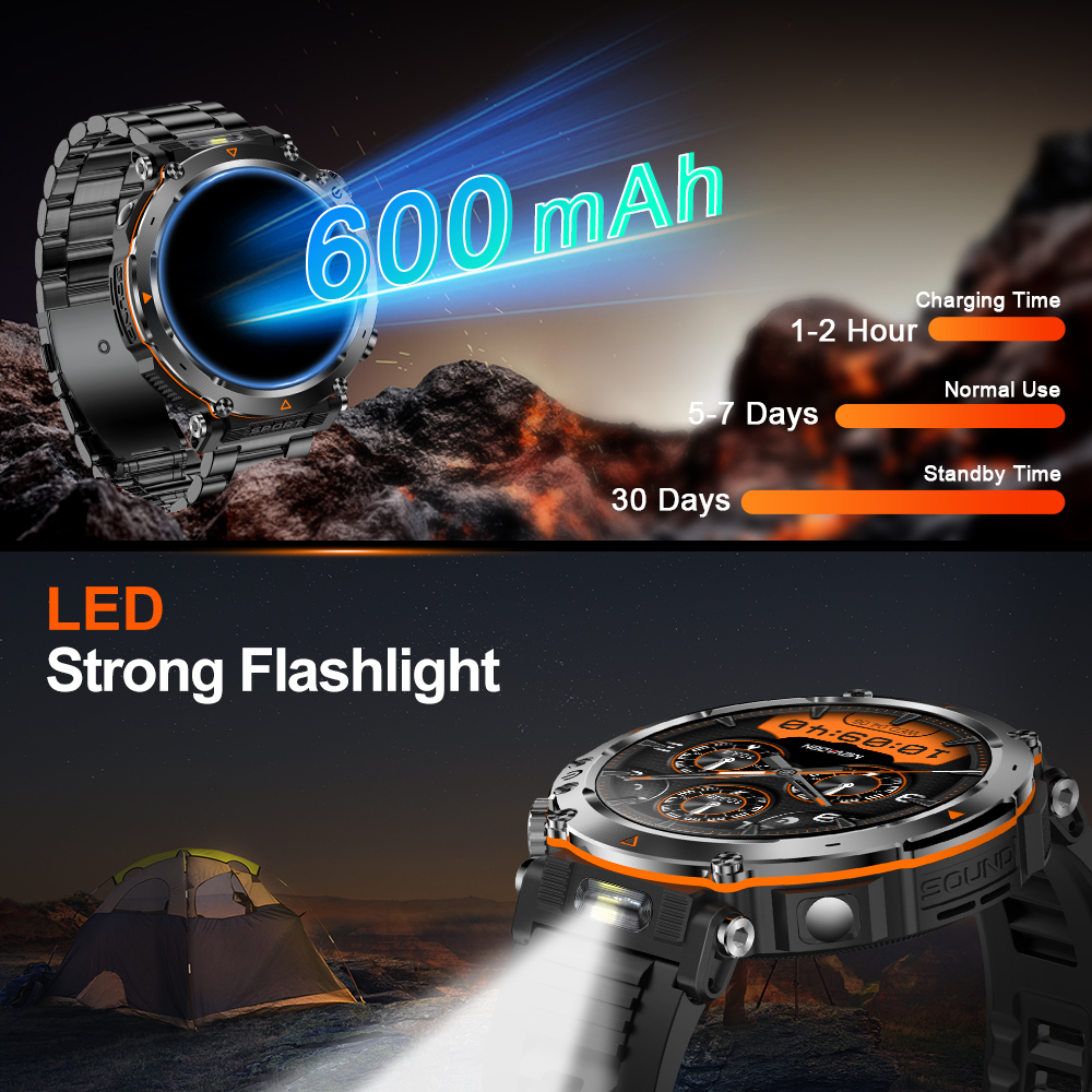 Смарт-годинник UWatch Smart Avation Pro Orange з 2 ремінцями, ліхтариками та Bluetooth 5.0 — фото 8