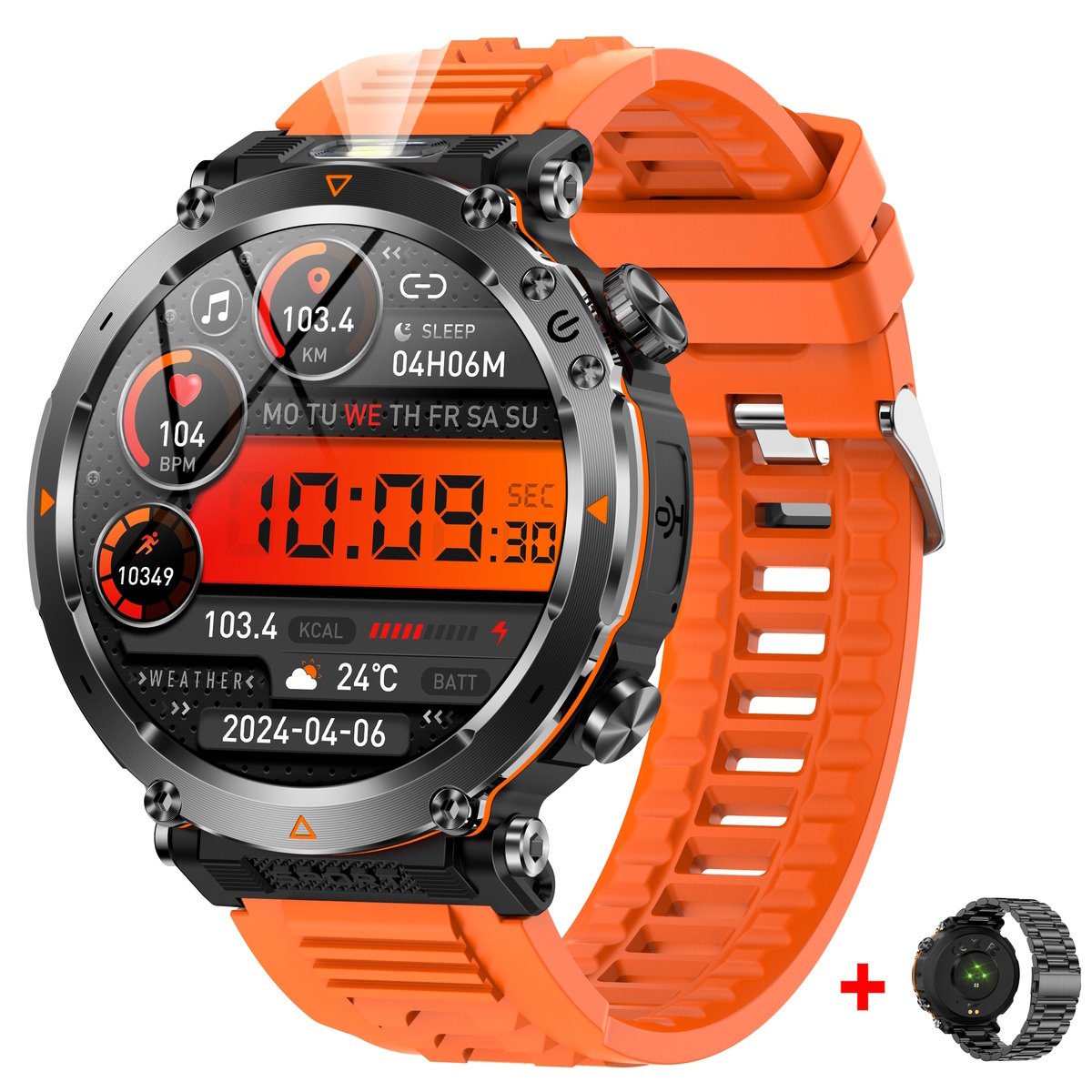 Смарт-годинник UWatch Smart Avation Pro Orange з 2 ремінцями, ліхтариками та Bluetooth 5.0 — фото 1