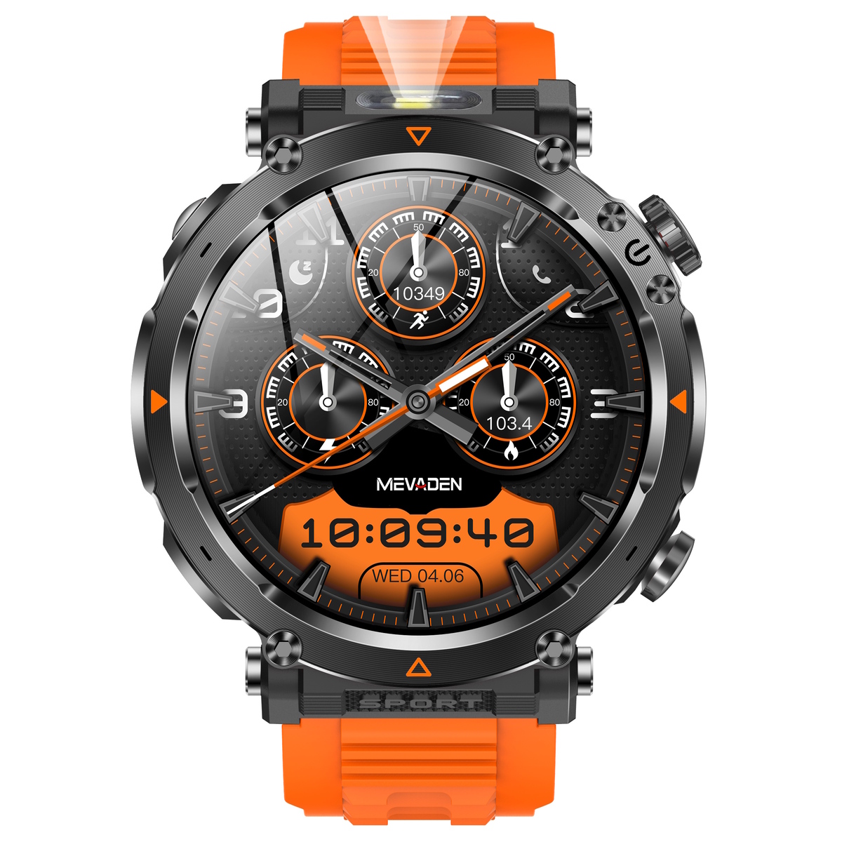 Смарт-годинник UWatch Smart Avation Pro Orange з 2 ремінцями, ліхтариками та Bluetooth 5.0 — фото 3