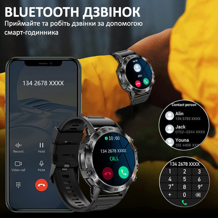 Смарт-годинник UWatch Smart Delta K52 Black з 2 ремінцями — фото 3
