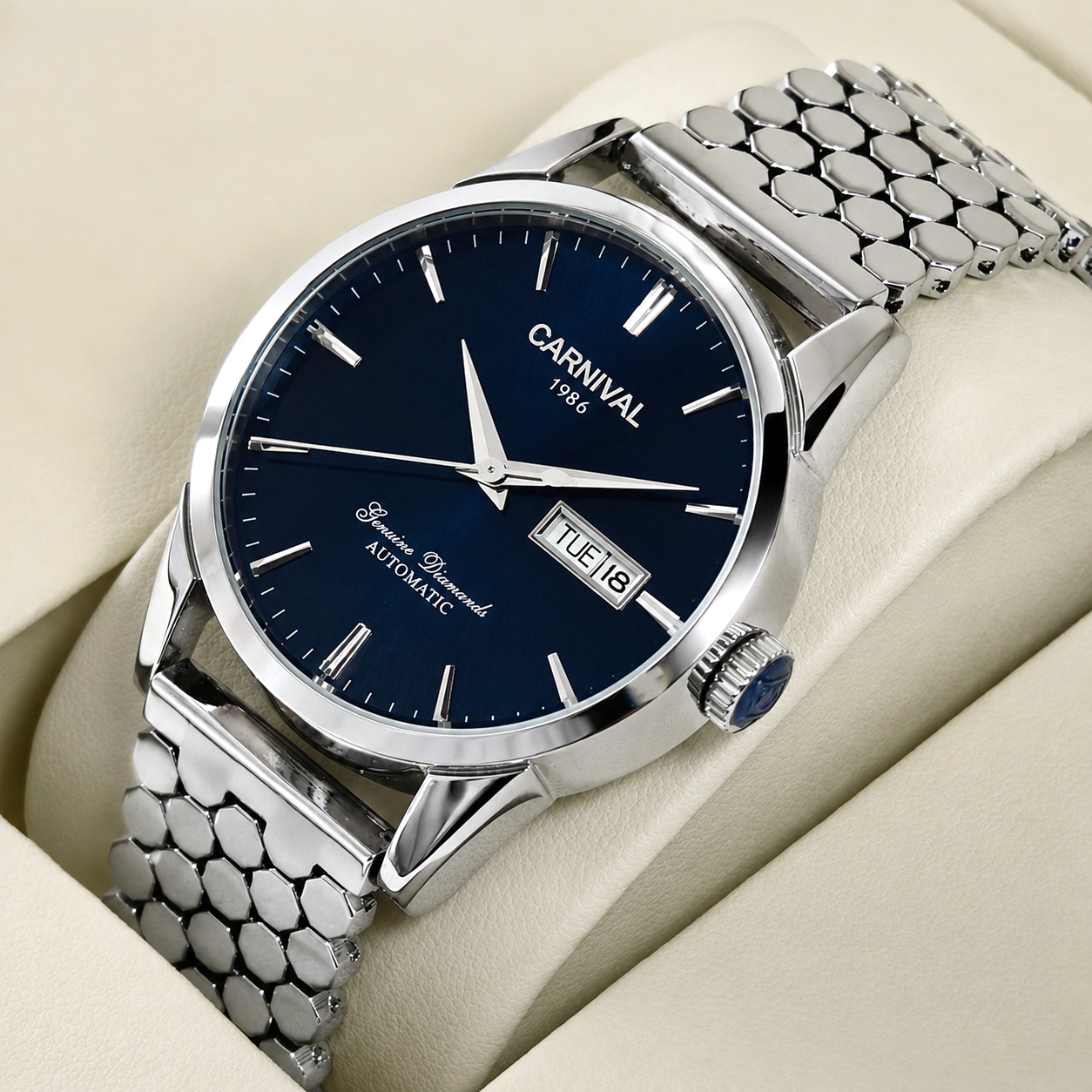 Чоловічий механічний годинник Carnival Flagman Silver Honey 2514 з 2 ремінцями — фото 2