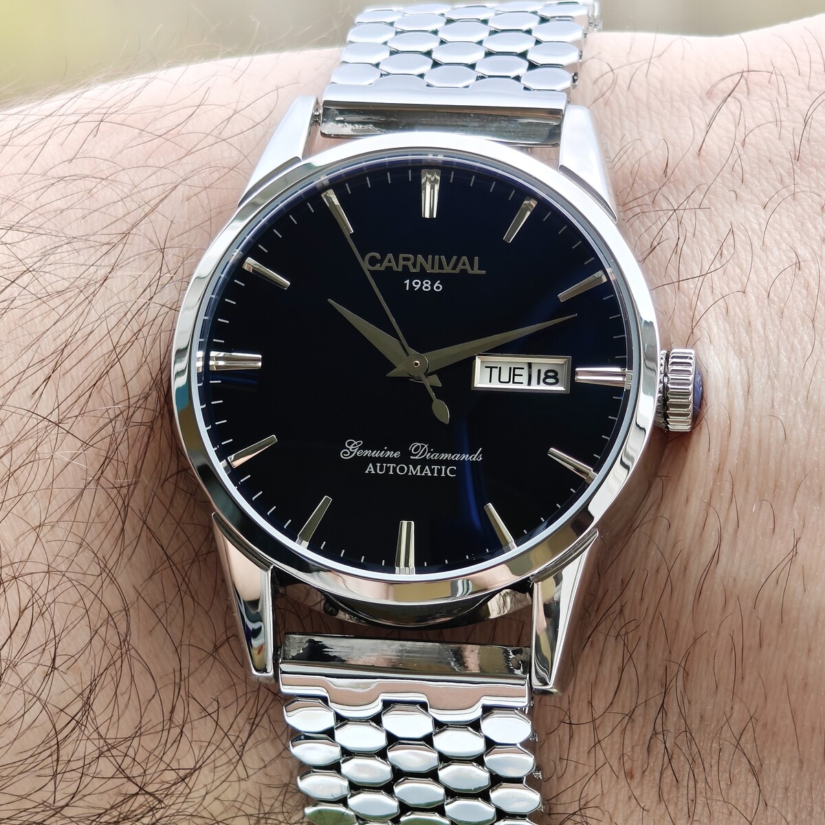 Чоловічий механічний годинник Carnival Flagman Silver Honey 2514 з 2 ремінцями — фото 7