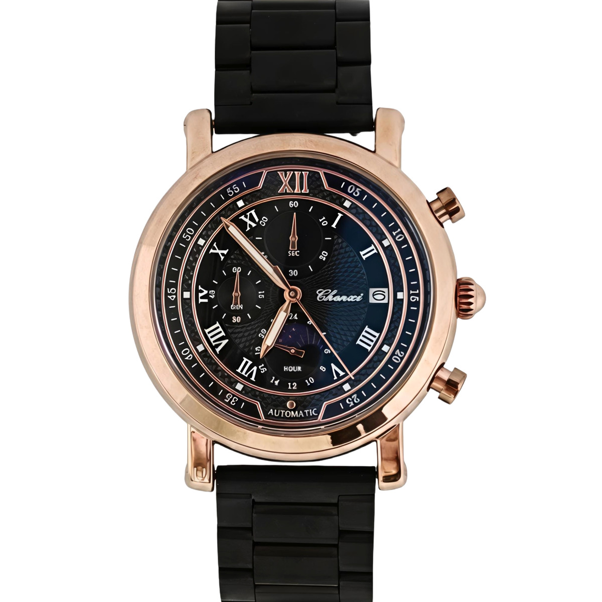 Чоловічий годинник Chenxi 2520 Patek Steel Black з двома ремінцями — фото 2