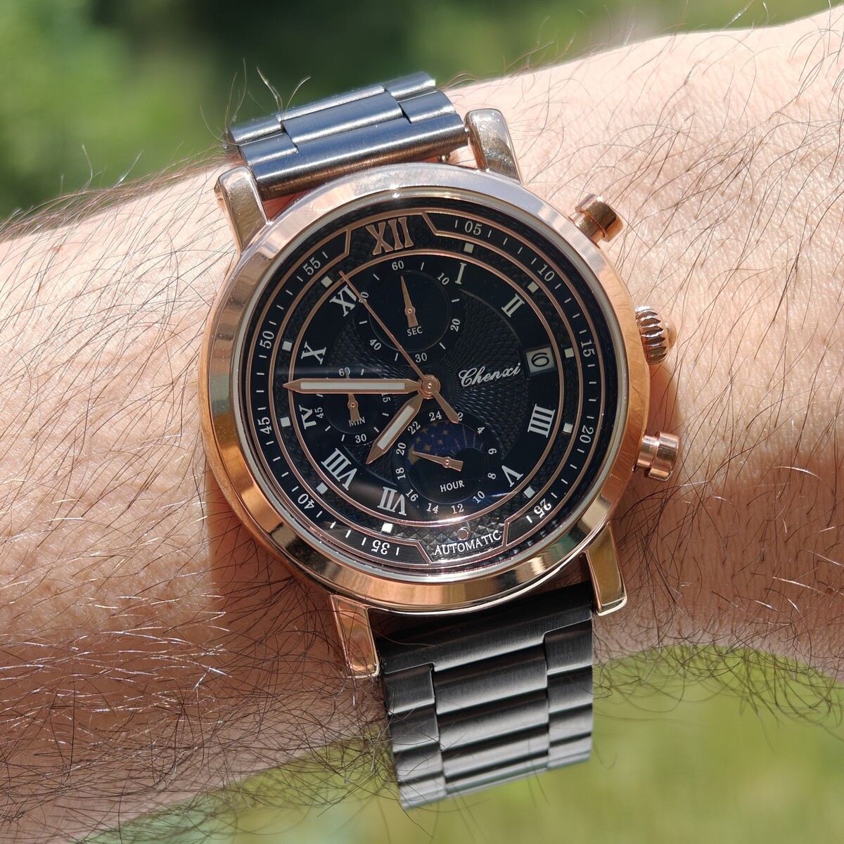 Чоловічий годинник Chenxi 2520 Patek Steel Black з двома ремінцями — фото 7