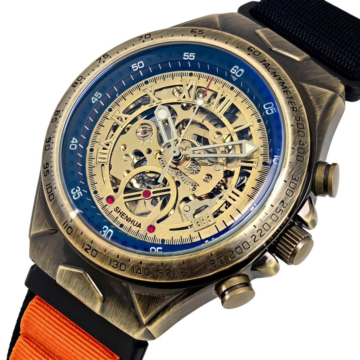 Чоловічий механічний годинник Winner Status New Orange Black 2511 з 2 ремінцями — фото 1